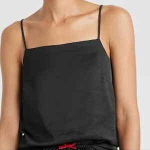 Women's Satin Cami Pajama Top - Auden Black M
